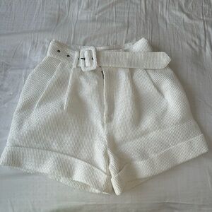 Ted Baker White Textured Belted Shorts